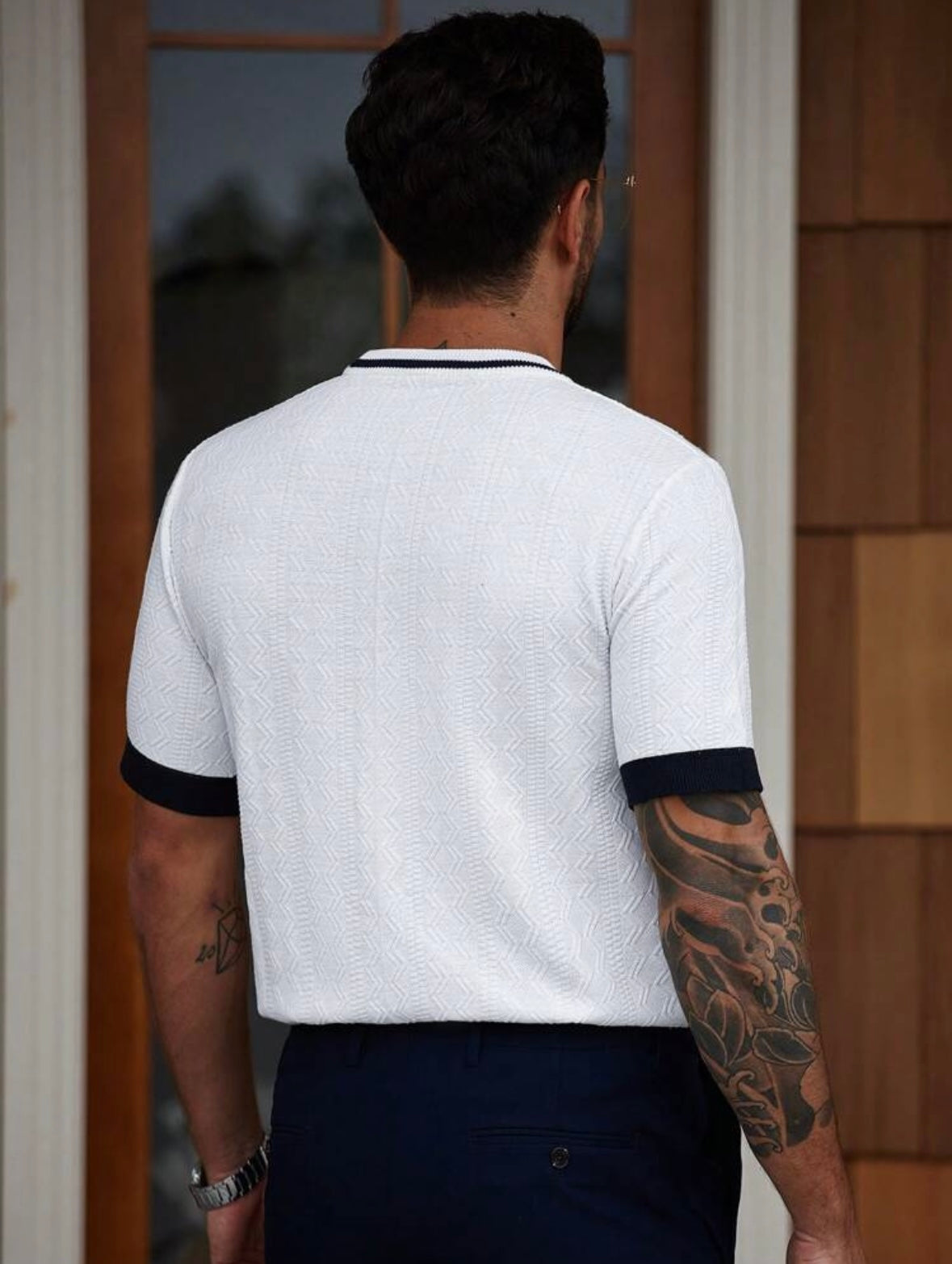 Men's Cuff Crew Neck | Short Sleeve| Knit Top | Old Money |