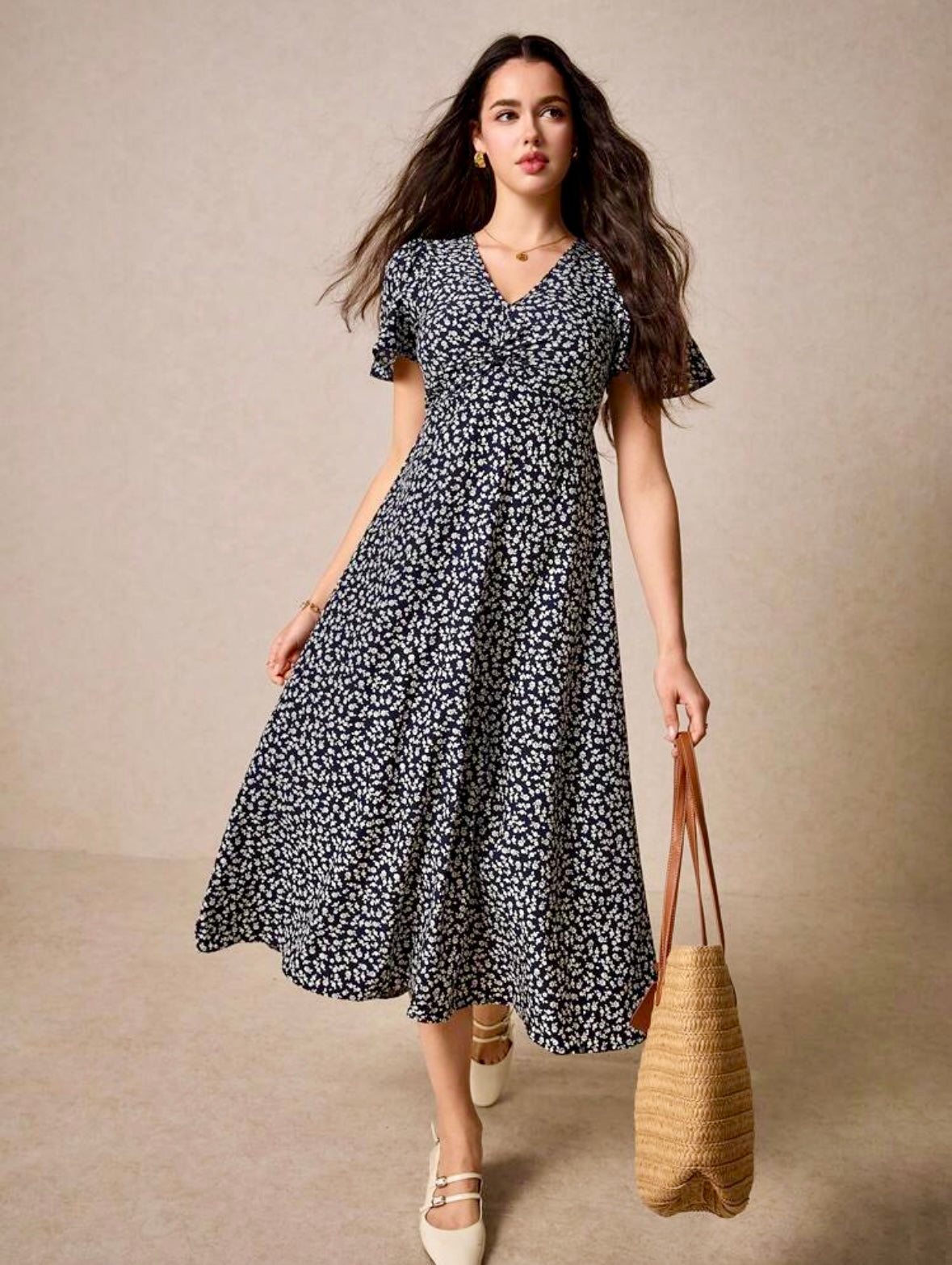 Ditsy Floral Print | Twist Front | Pastel Dresses |