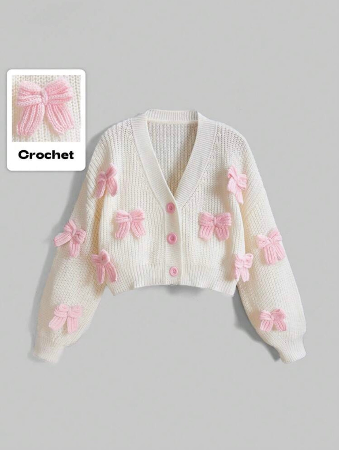 Kawaii Women's 3D Bow Detail Cardigan | Knitted | Sweater |