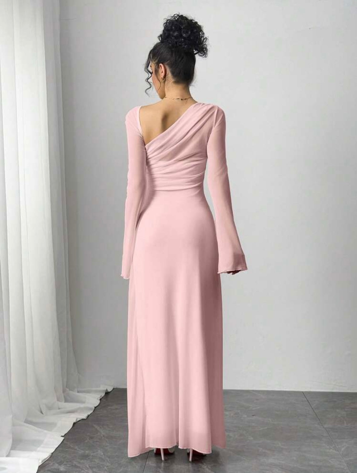 Women's Mesh Patchwork Asymmetrical Long Dress