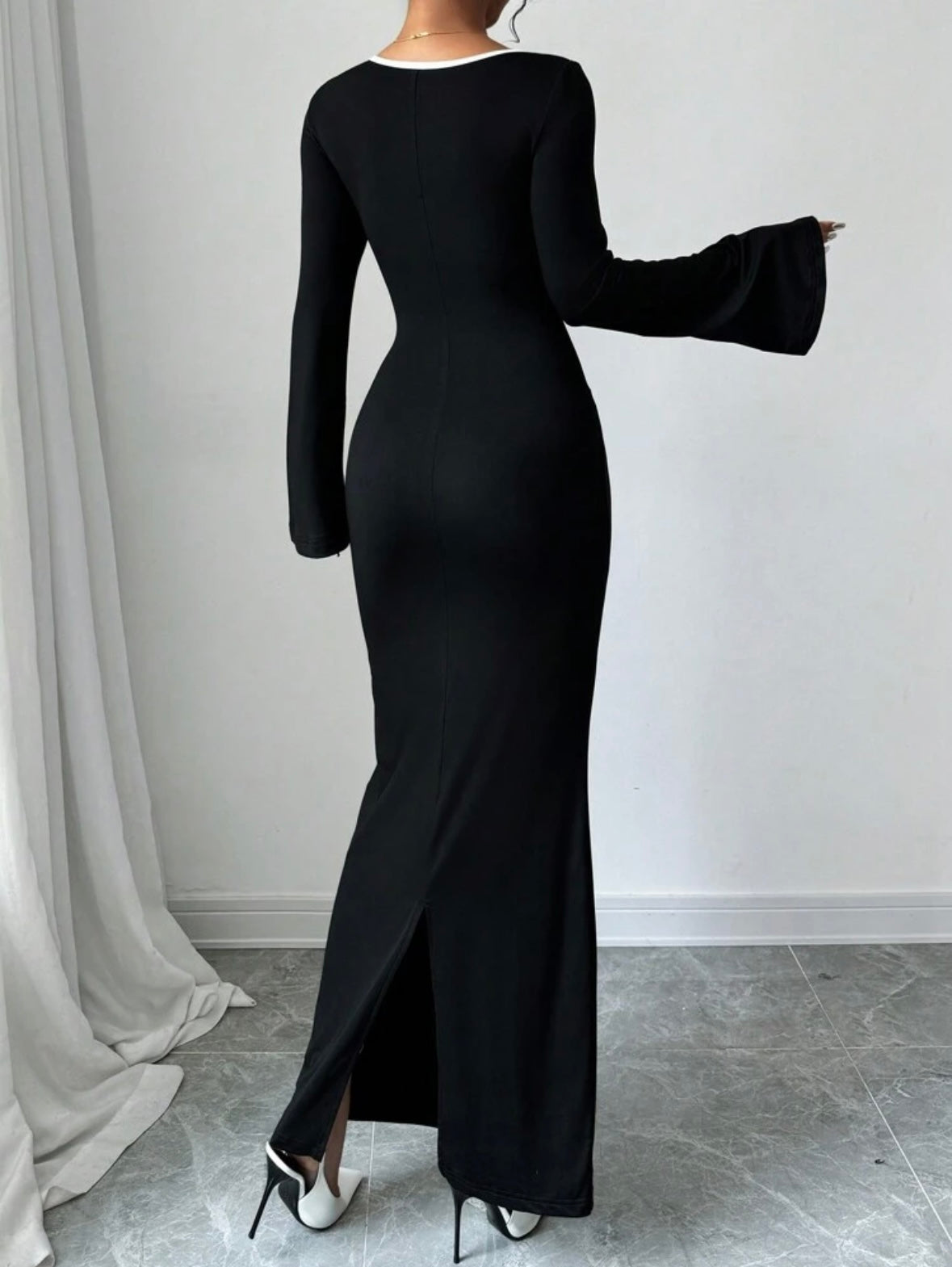 Women's Contrast Color Block Long Sleeve Body-con