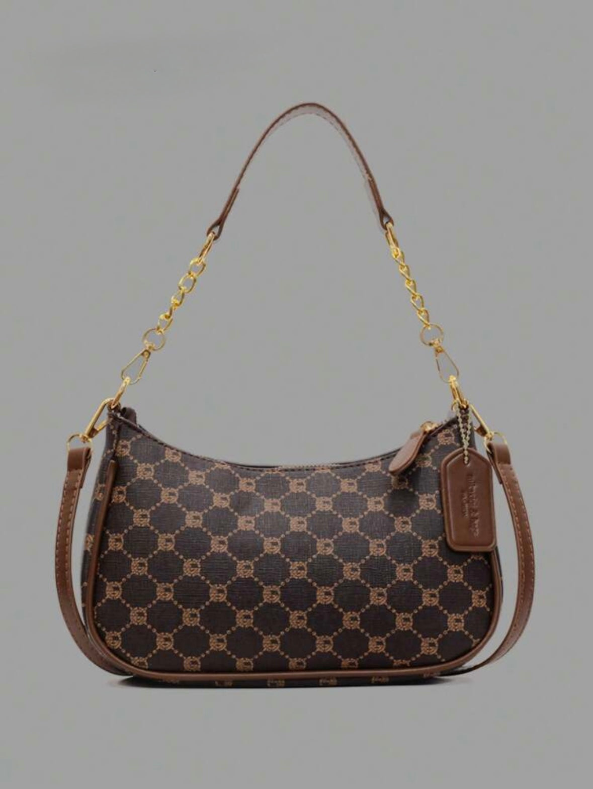Women's shoulder bag | Adjustable strap | Metallic embroidered letters |