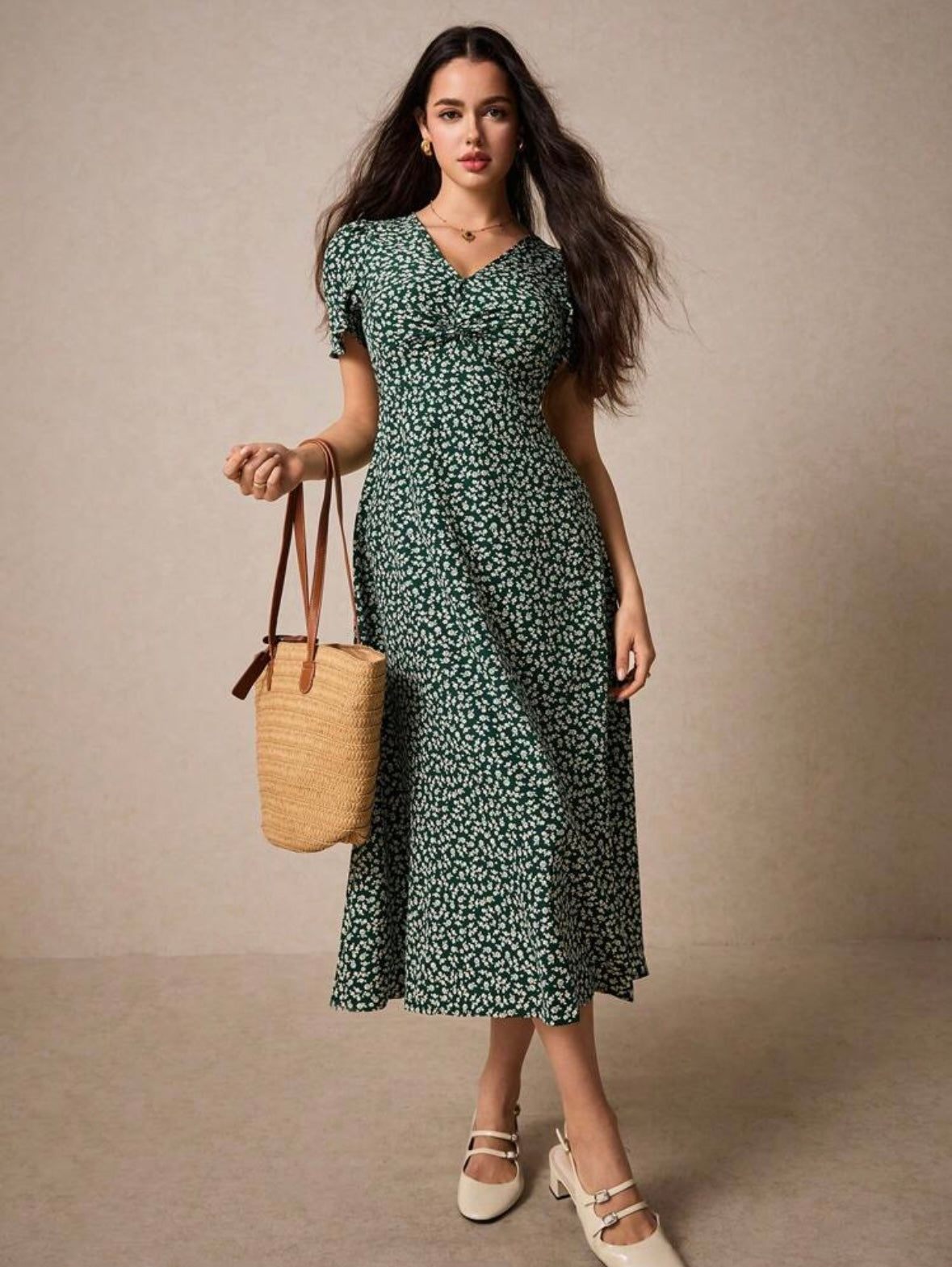 Ditsy Floral Print | Twist Front | Pastel Dresses |
