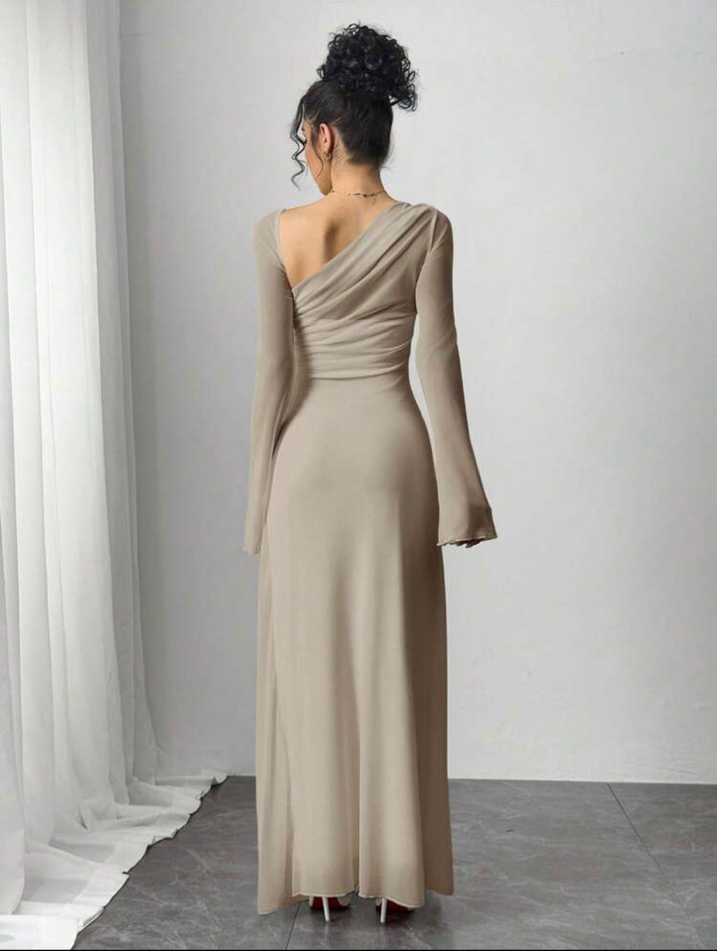 Women's Mesh Patchwork Asymmetrical Long Dress