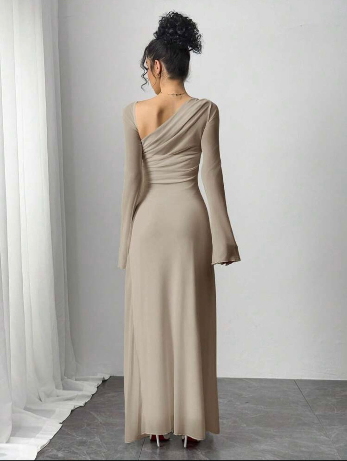 Women's Mesh Patchwork Asymmetrical Long Dress