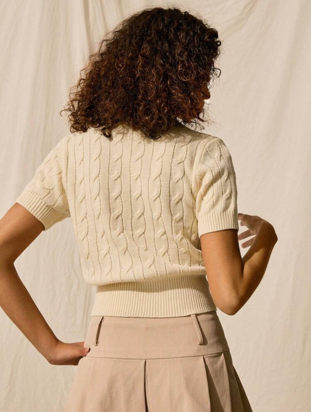 Women Knit Round Neck Short Sleeve