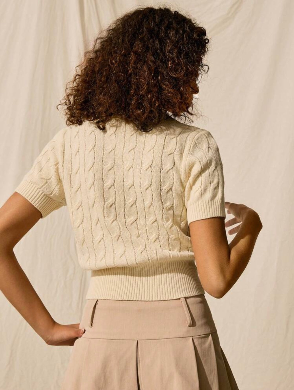 Women Knit Round Neck Short Sleeve