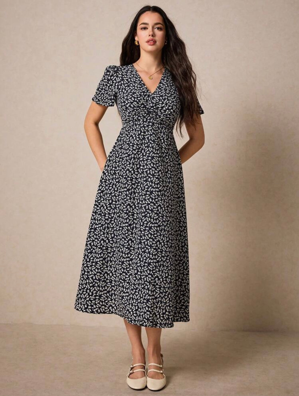 Ditsy Floral Print | Twist Front | Pastel Dresses |