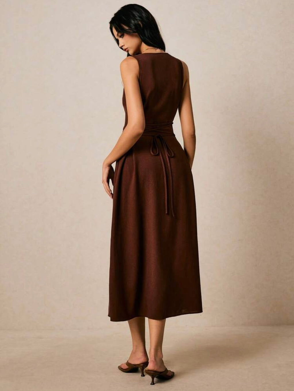 Women's Round Neck |Single-Breasted | Sleeveless | Long Dress