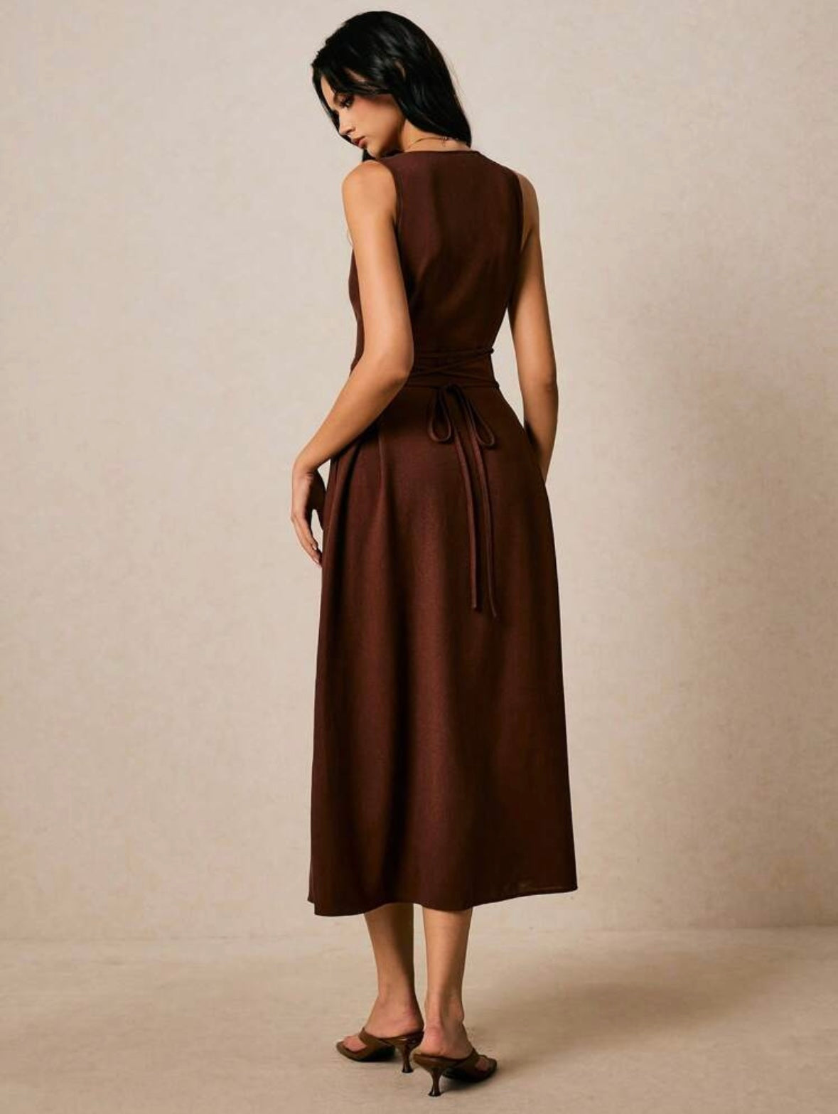 Women's Round Neck |Single-Breasted | Sleeveless | Long Dress