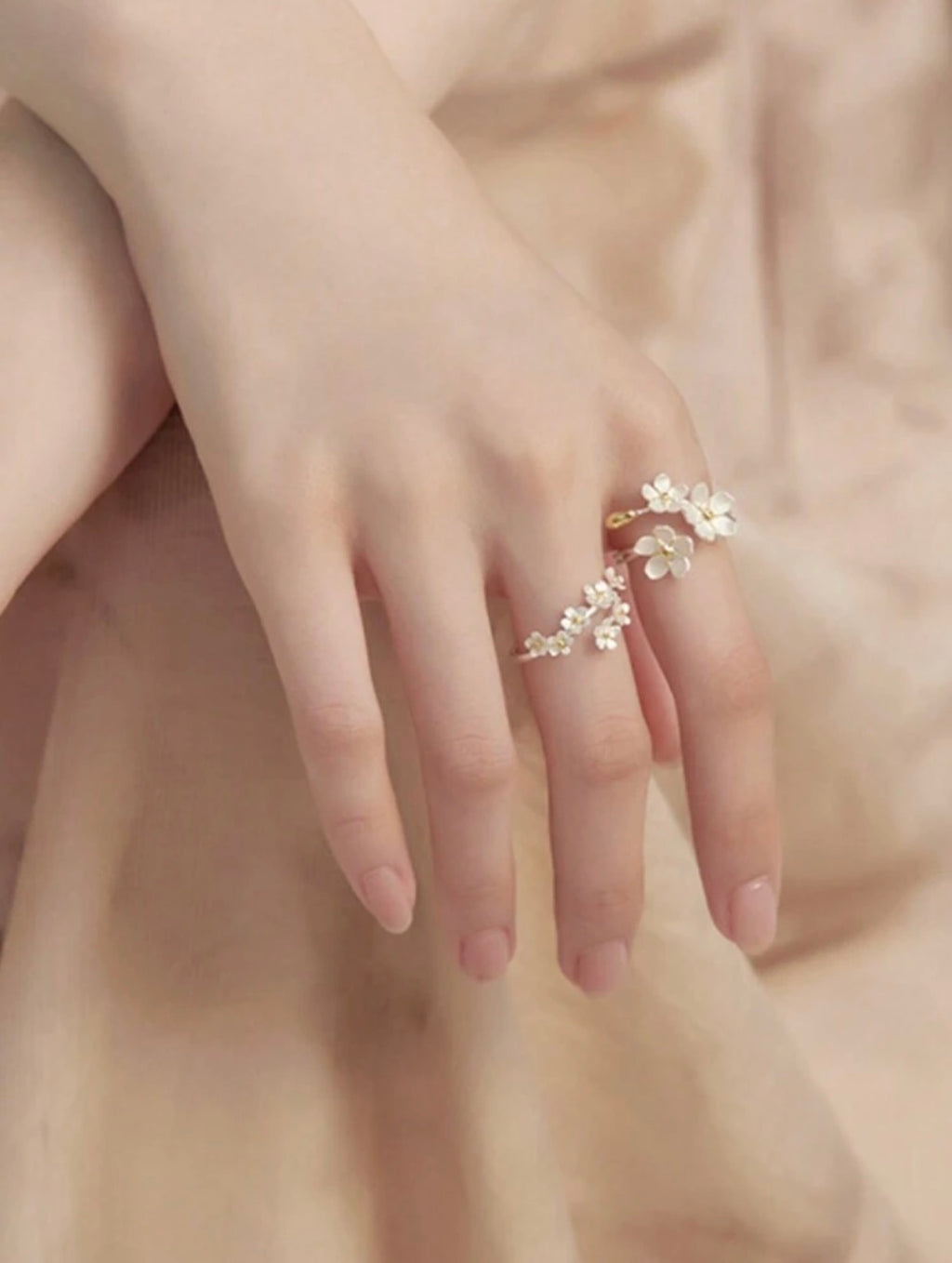 1set/2pcs Sweet 3D Flower Design Rings