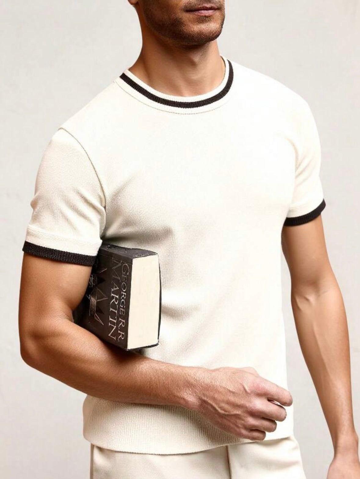 Men's Cuff Crew Neck | Short Sleeve| Knit Top | Old Money |
