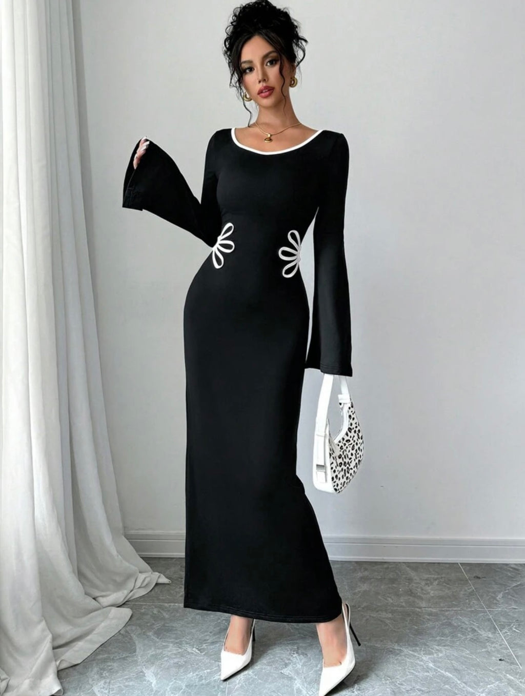 Women's Contrast Color Block Long Sleeve Body-con
