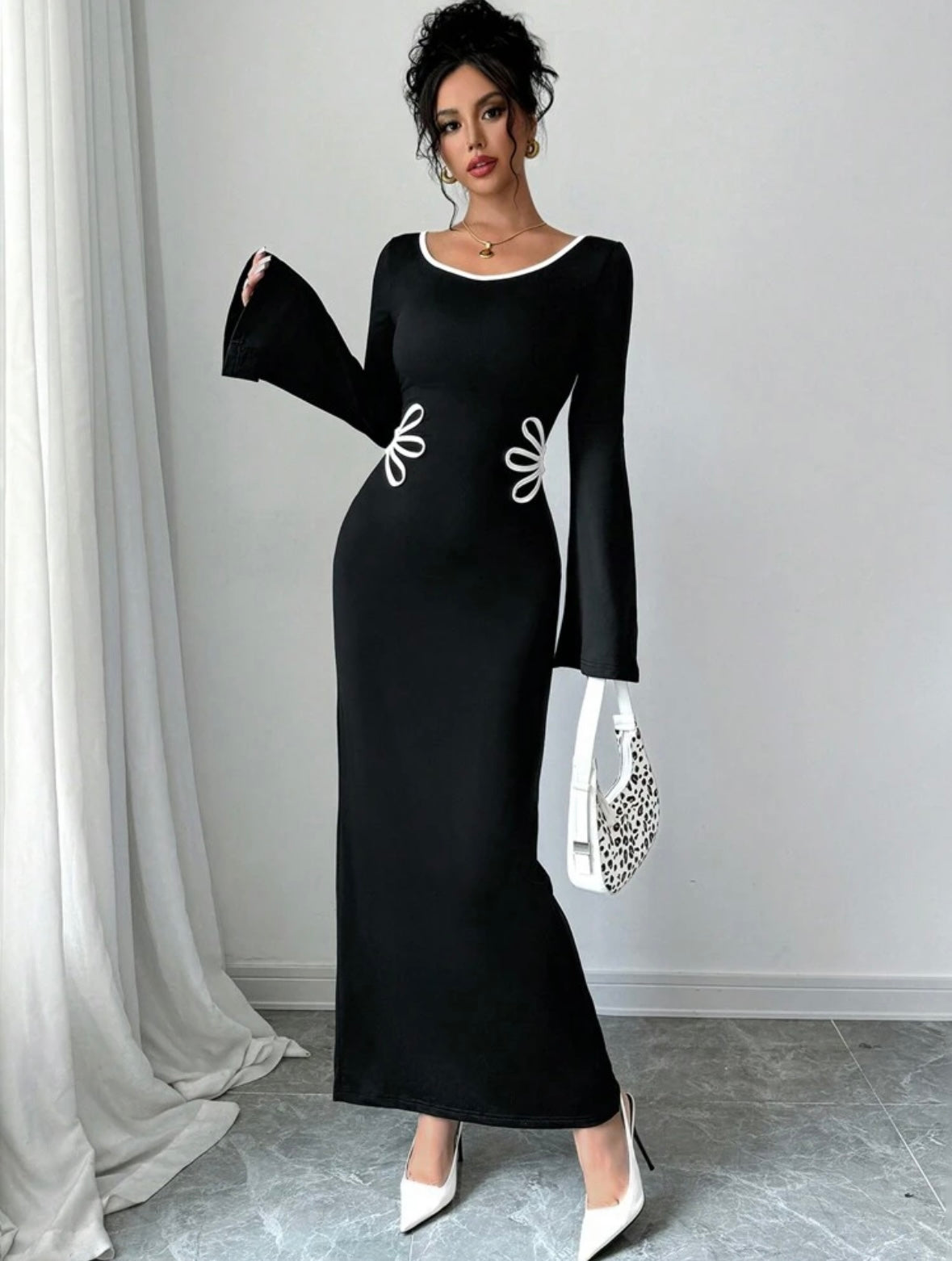 Women's Contrast Color Block Long Sleeve Body-con