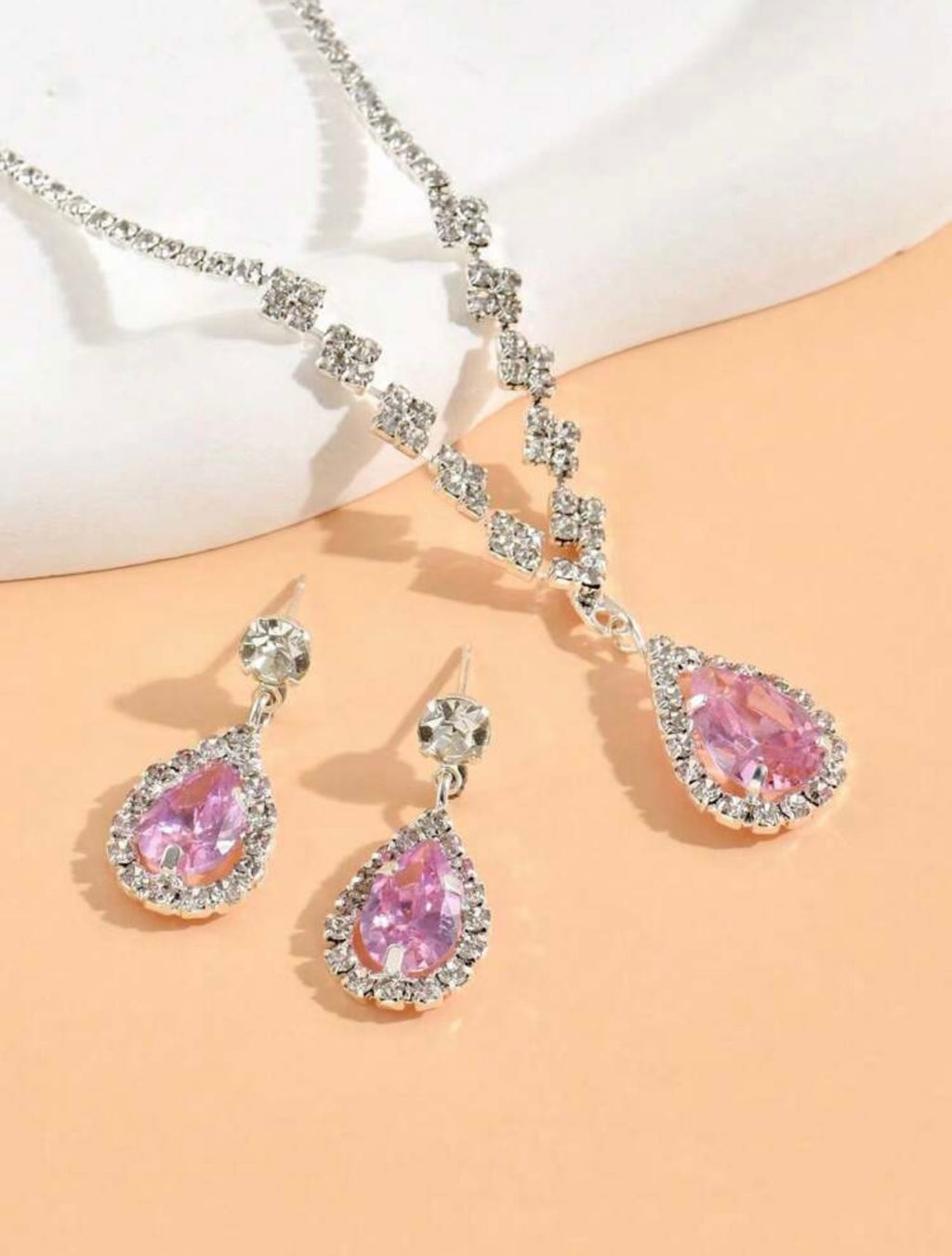 Rhinestone Water-Drop Decor Jewellery  3pcs/Set
