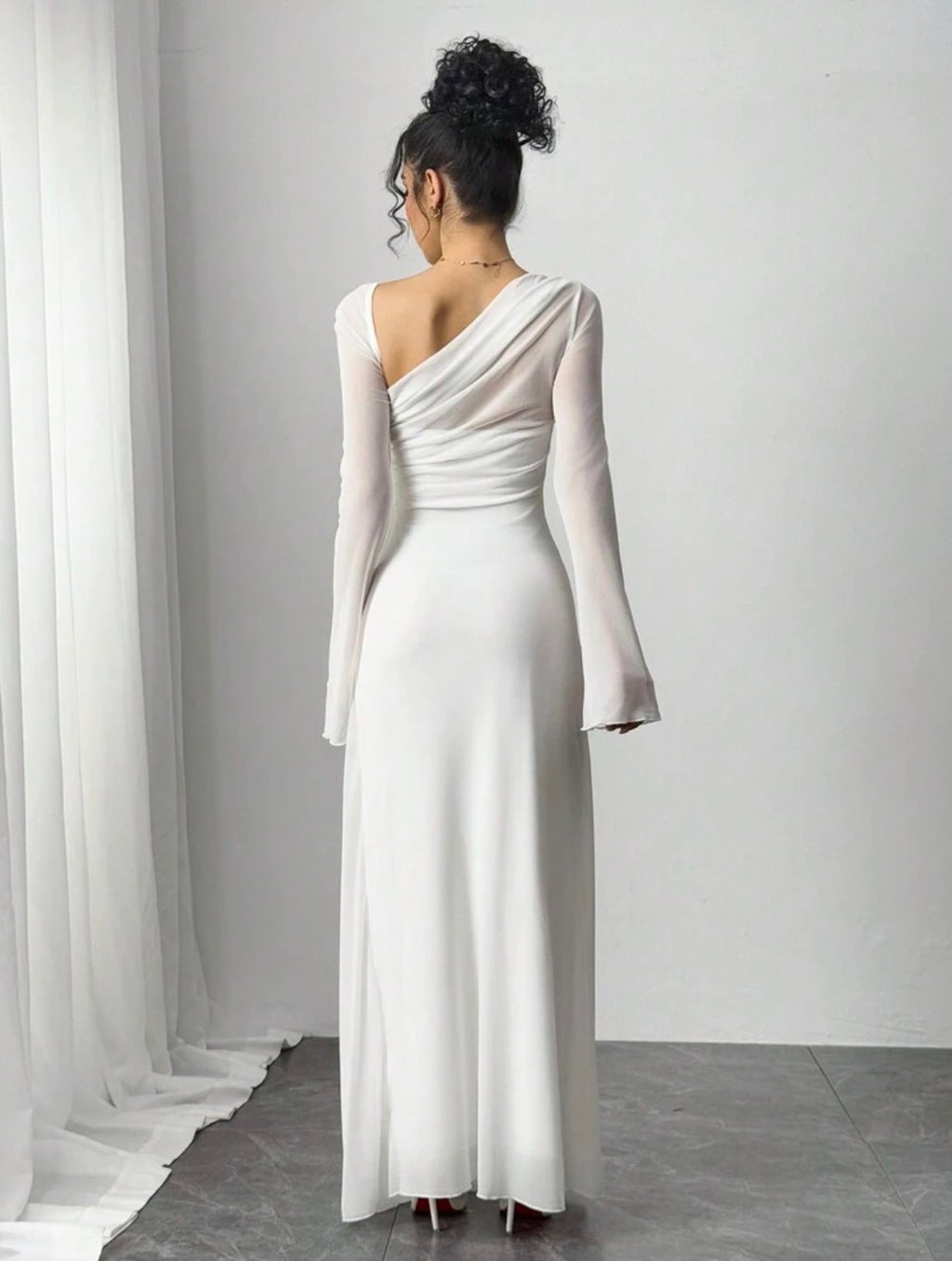 Women's Mesh Patchwork Asymmetrical Long Dress