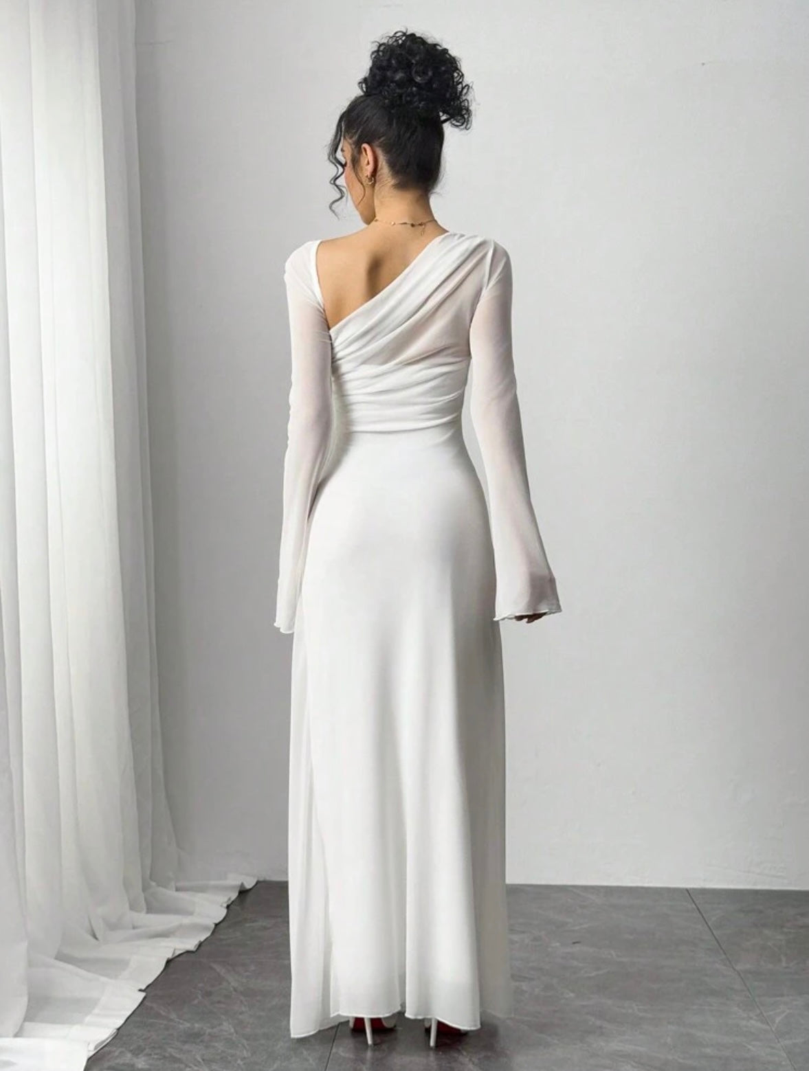 Women's Mesh Patchwork Asymmetrical Long Dress