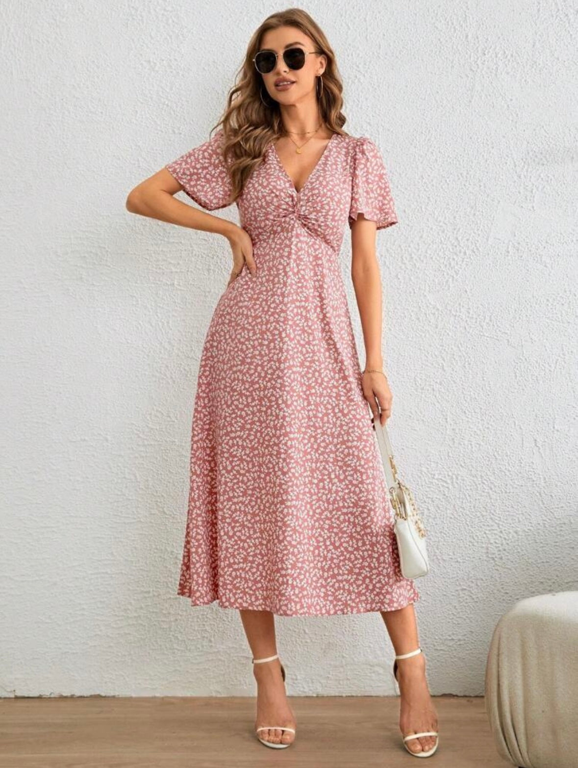 Ditsy Floral Print | Twist Front | Pastel Dresses |