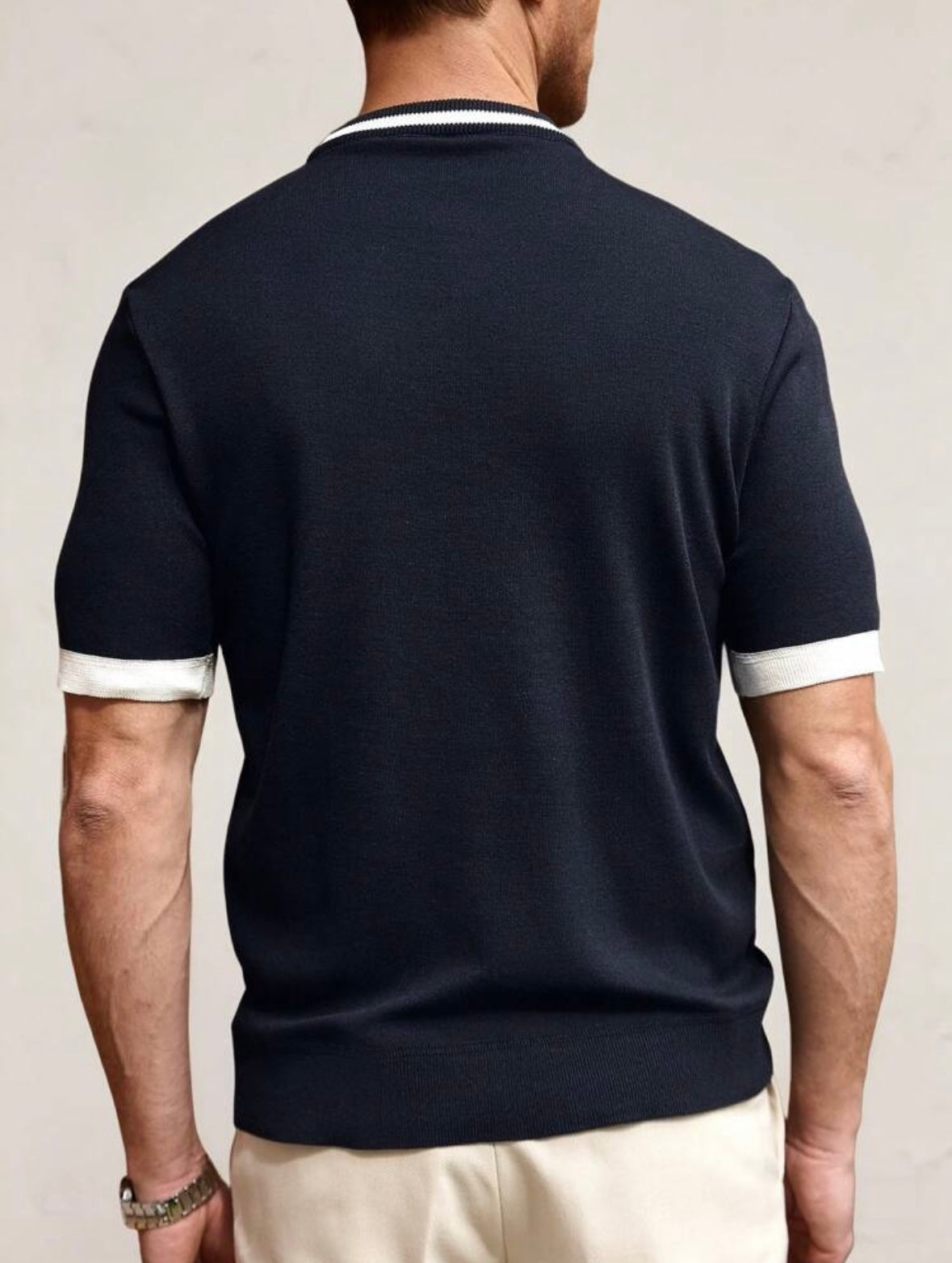 Men's Cuff Crew Neck | Short Sleeve| Knit Top | Old Money |