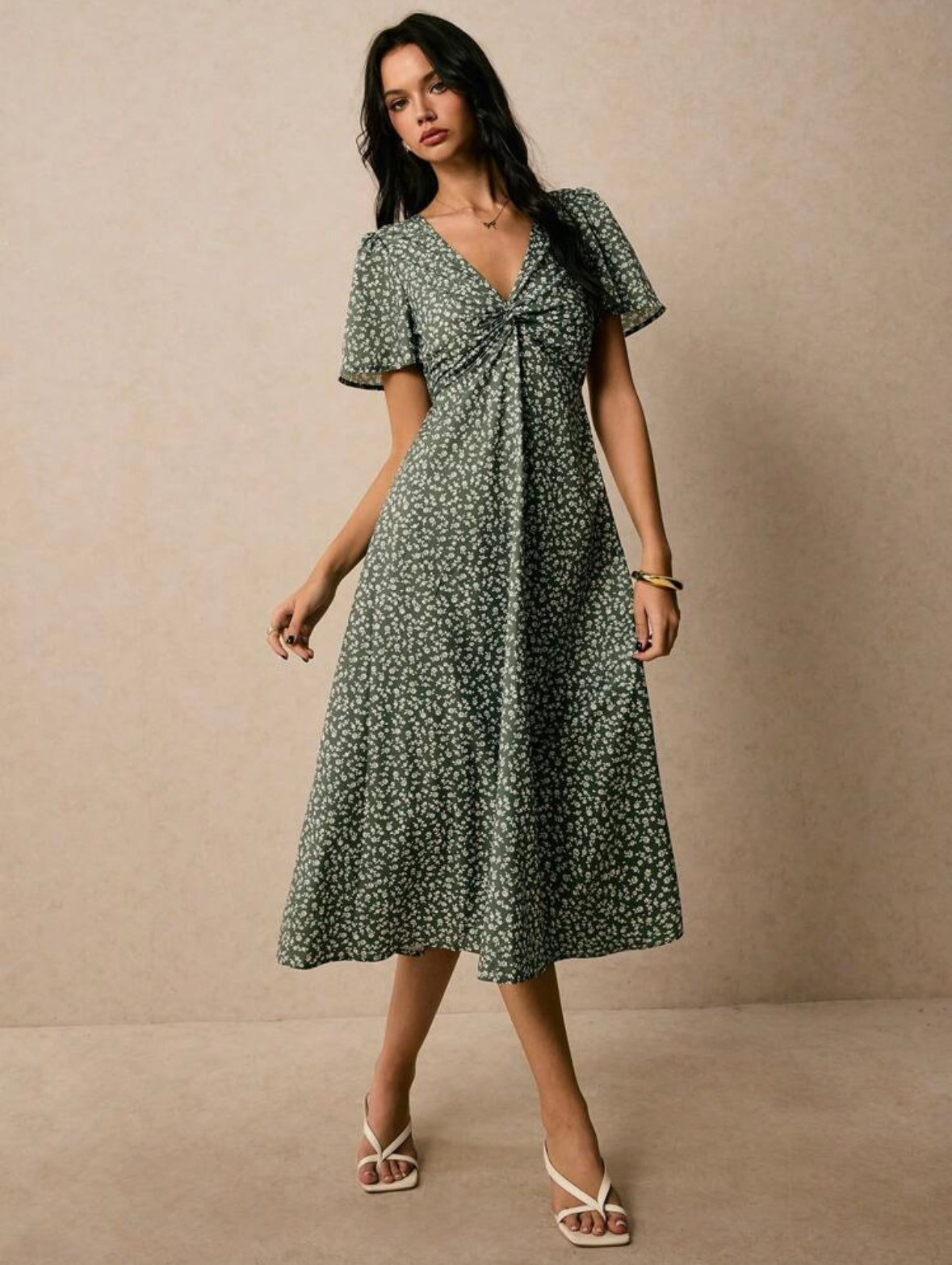 Ditsy Floral Print | Twist Front | Pastel Dresses |