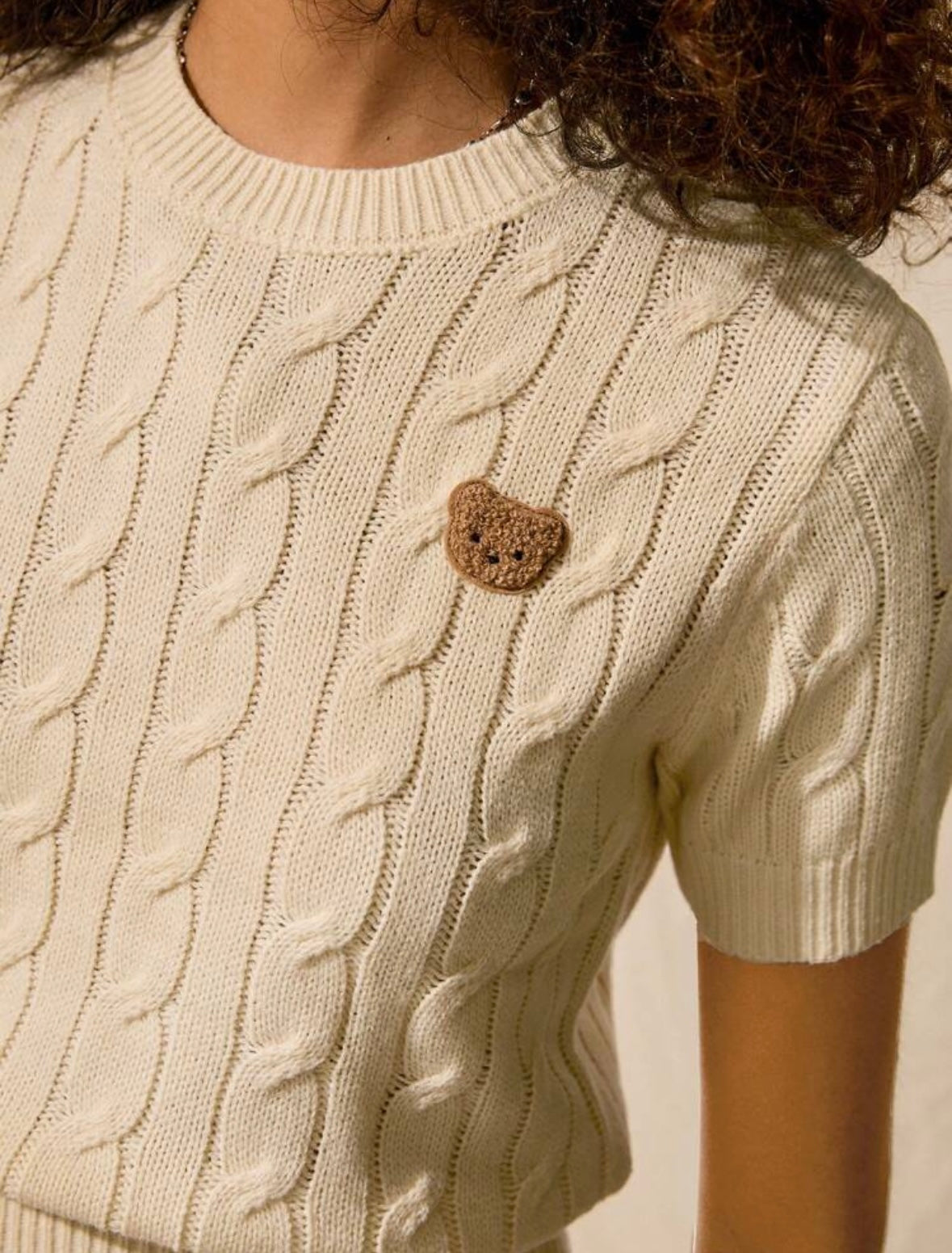 Women Knit Round Neck Short Sleeve