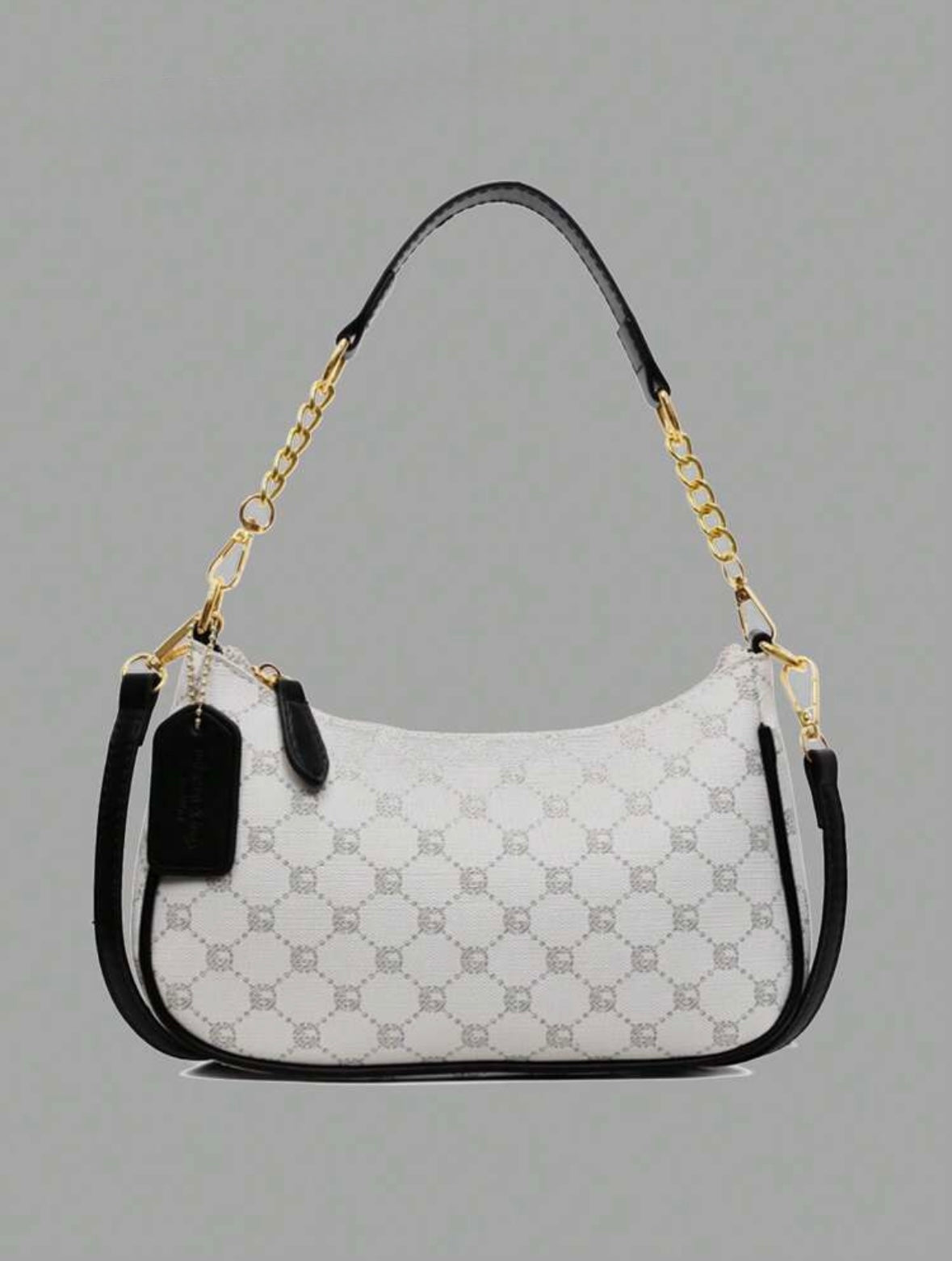 Women's shoulder bag | Adjustable strap | Metallic embroidered letters |